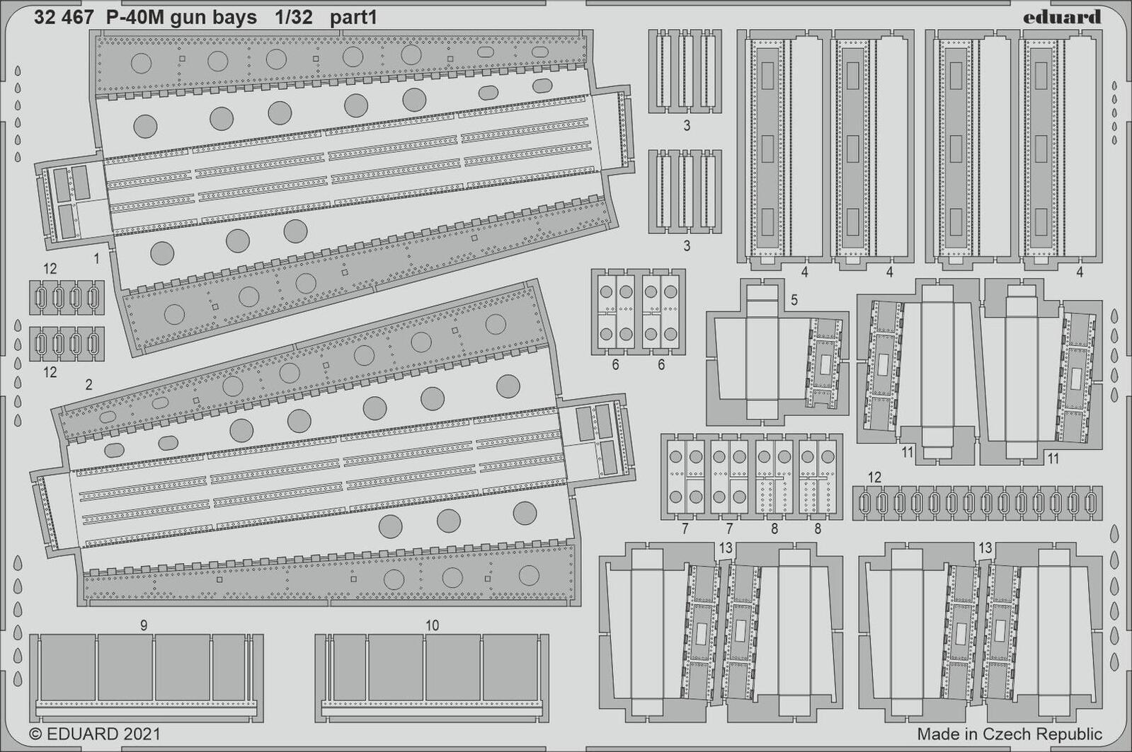 ED32467 Eduard 1/32 P-40M gun bays Photo etched parts Eduard