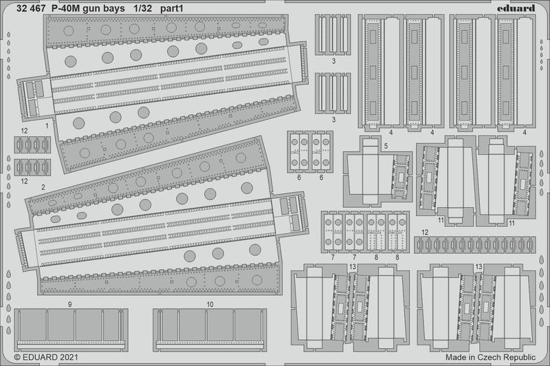 ED32467 Eduard 1/32 P-40M gun bays Photo etched parts Eduard