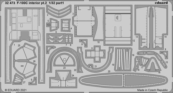 ED32473 Eduard 1/32 F-100C interior pt.2 Photo etched set Eduard