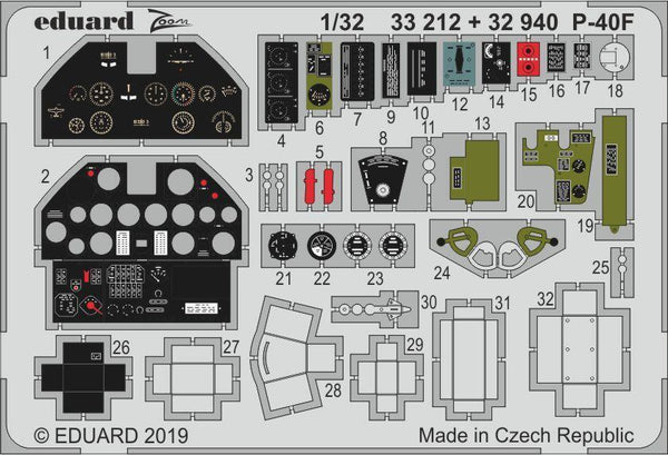 ED32940 Eduard 1/32 P-40F Photo-etch set (Trumpeter) Eduard