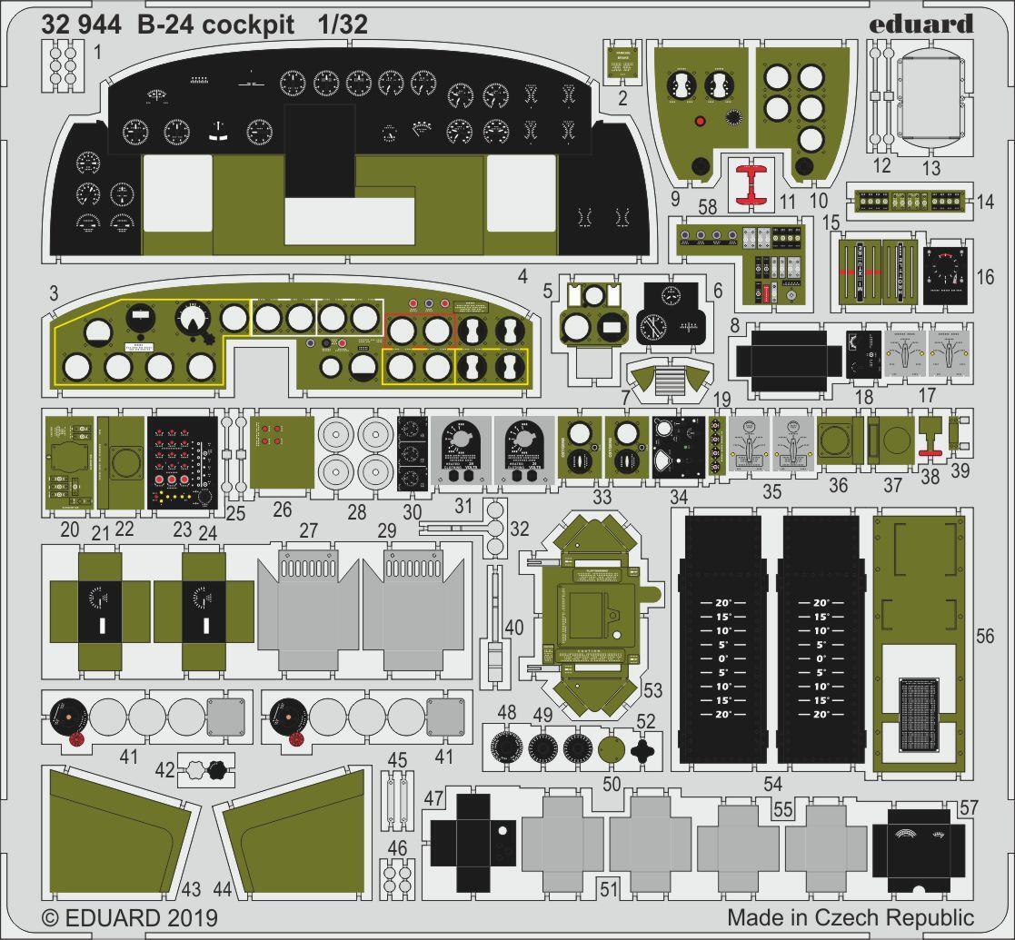 ED32944 Eduard 1/32 B-24 cockpit Photo Etched Set (Hobby Boss) Eduard