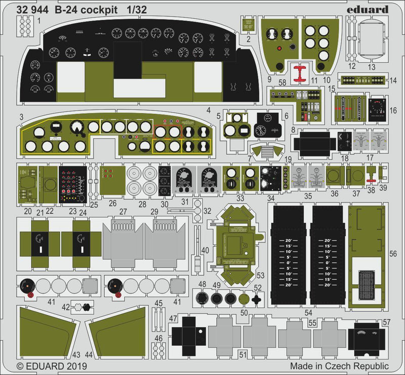 ED32944 Eduard 1/32 B-24 cockpit Photo Etched Set (Hobby Boss) Eduard