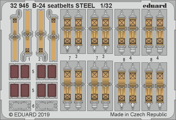 ED32945 Eduard 1/32 B-24 seatbelts STEEL Photo Etched Set (Hobby Boss) Eduard