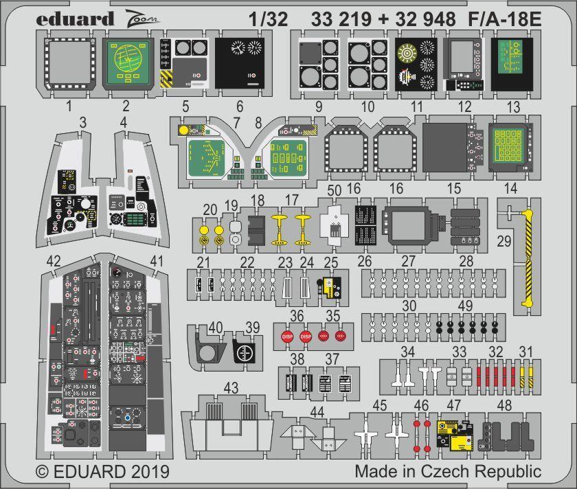 ED32948 Eduard 1/32 F/A-18E interior Photo-etch set (Revell) Eduard