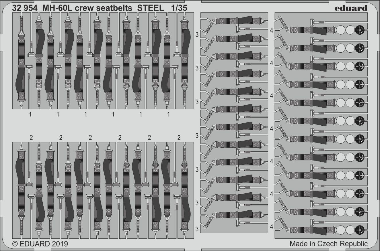 ED32954 Eduard 1/35 MH-60L crew seatbelts STEEL Photo-etch set (Kitty Hawk) Eduard