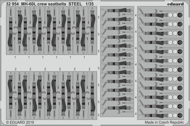 ED32954 Eduard 1/35 MH-60L crew seatbelts STEEL Photo-etch set (Kitty Hawk) Eduard