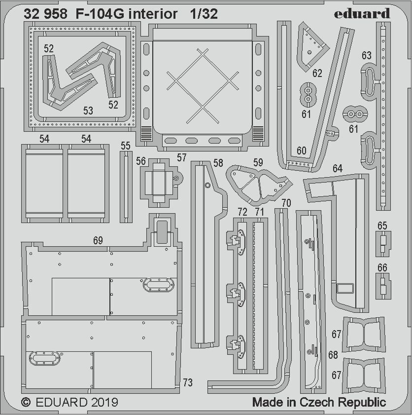 ED32958 Eduard 1/32 F104G interior detail set (Italeri) Eduard