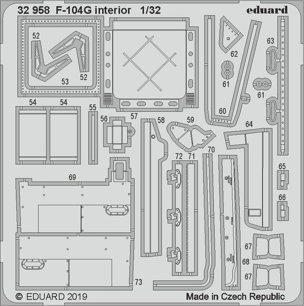 ED32958 Eduard 1/32 F104G interior detail set (Italeri) Eduard