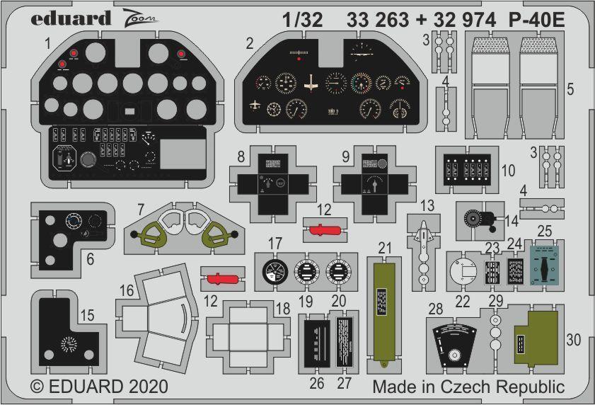 ED32974 Eduard 1/32 P-40E interior Photo etched parts Eduard