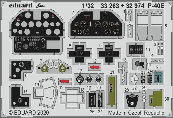 ED32974 Eduard 1/32 P-40E interior Photo etched parts Eduard