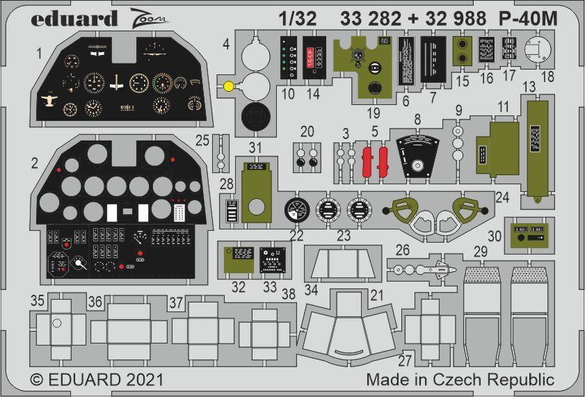 ED32988 Eduard 1/32 P-40M interior Photo etched parts Eduard