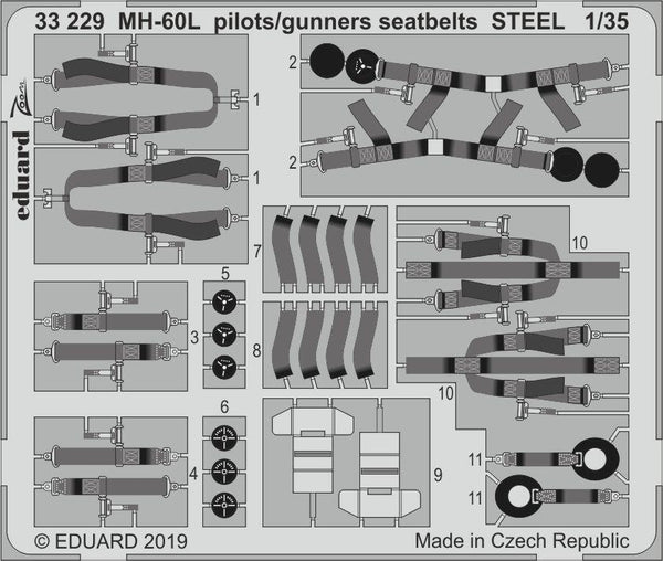 ED33229 Eduard 1/35 MH-60L pilots/ gunners seatbelts STEEL Photo-etch set (Kitty Hawk) [33229] Eduard