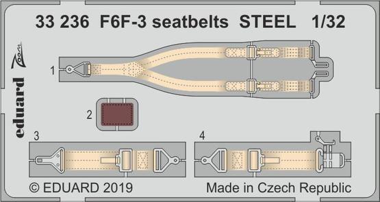 ED33236 Eduard 1/32 F6F-3 seatbelts STEEL Photo etched parts Eduard