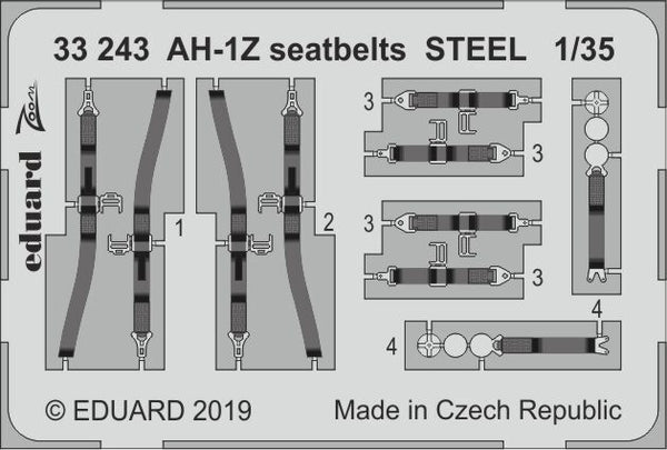 ED33243 Eduard 1/35 AH-1Z seatbelts STEEL (ACADEMY) [33243] Eduard