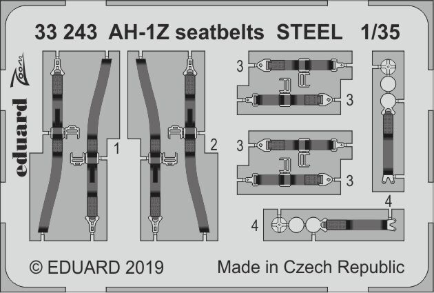 ED33243 Eduard 1/35 AH-1Z seatbelts STEEL (ACADEMY) [33243] Eduard
