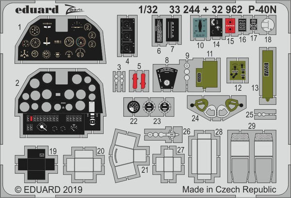 ED33244 Eduard 1/32 P-40N Photo etched parts Eduard
