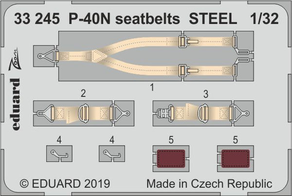 ED33245 Eduard 1/32 P-40N seatbelts STEEL Photo etched parts [33245] Eduard
