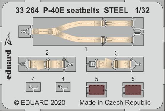 ED33264 Eduard 1/32 P-40E seatbelts STEEL Photo etched parts [33264] Eduard