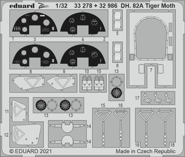 ED33278 Eduard 1/32 DH. 82A Tiger Moth Photo etched parts Eduard