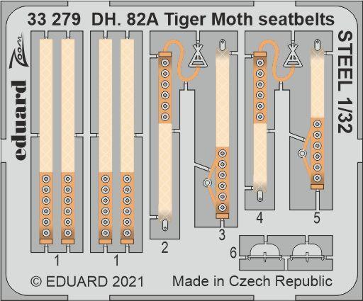 ED33279 Eduard 1/32 DH. 82A Tiger Moth seatbelts STEEL Photo etched parts Eduard