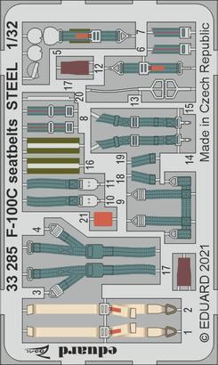 ED33285 Eduard 1/32 F-100C seatbelts STEEL Photo etched set Eduard