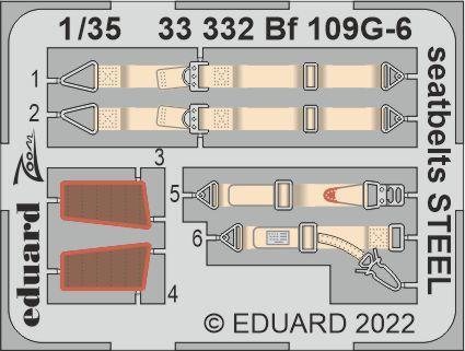 ED33332 Eduard 1/35 Bf 109G-6 seatbelts Steel [33332] Eduard