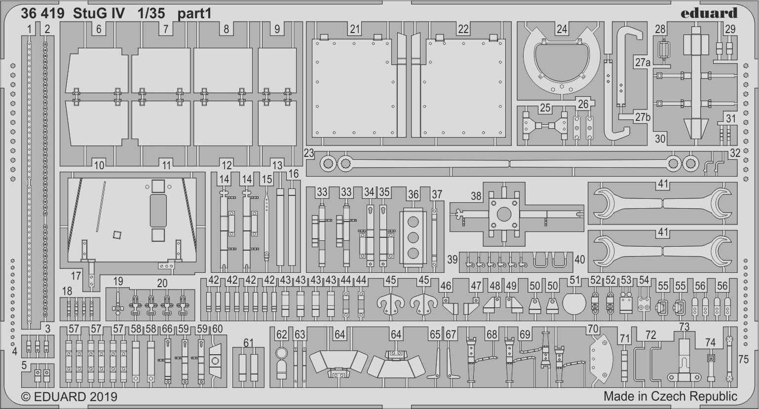 ED36419 Eduard 1/35 StuG IV Photo-etch set (Academy) Eduard