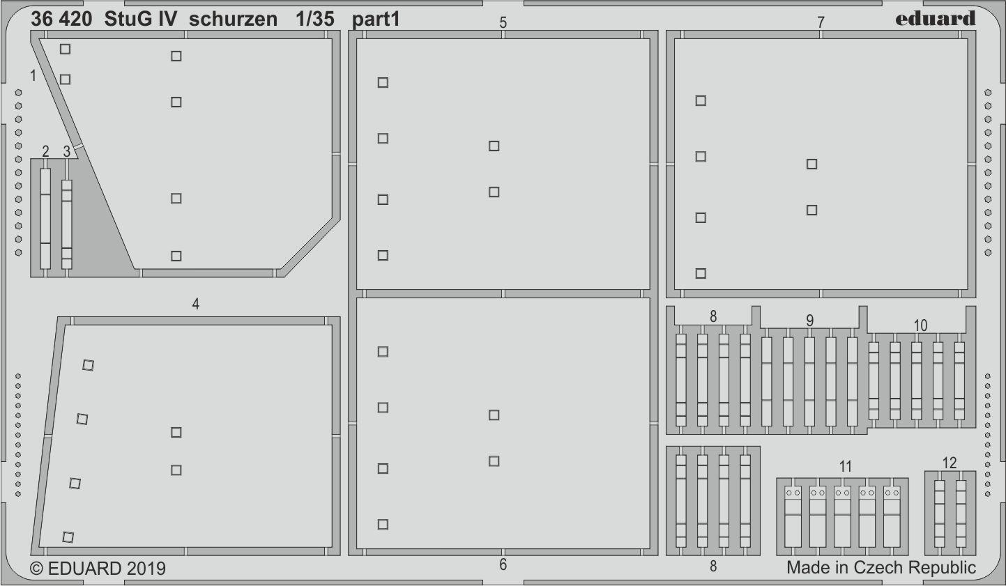 ED36420 Eduard 1/35 StuG IV schurzen Photo-etch set (Academy) Eduard