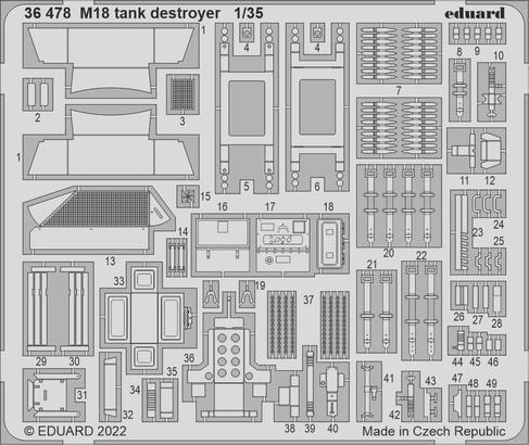 ED36478 Eduard 1/35 M18 Tank Destroyer Photo Etch Set (Tamiya) [36478] Eduard
