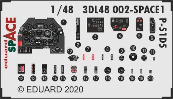 ED3DL48002 Eduard 1/48 P-51D-5 SPACE 3D Decals Eduard
