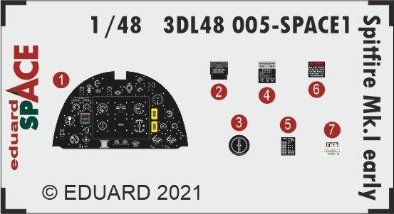 ED3DL48005 Eduard 1/48 Spitfire Mk.I early SPACE 3D Decals Eduard