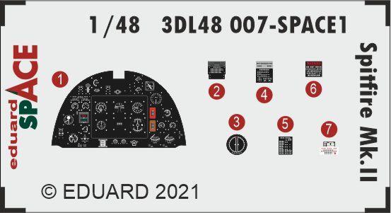 ED3DL48007 Eduard 1/48 Spitfire Mk.II SPACE 3D Decals