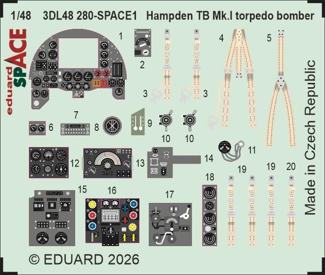 Eduard 1/48 Hampden TB Mk.I Torpedo Bomber SPACE 3D Decal Set for ICM
