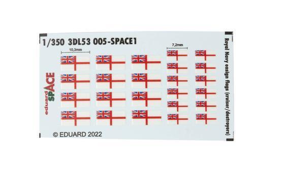 ED3DL53005 Eduard 1/350 Royal Navy Ensign Flages (Cruiser/Destroyers) Space Decals [3DL53005] Eduard