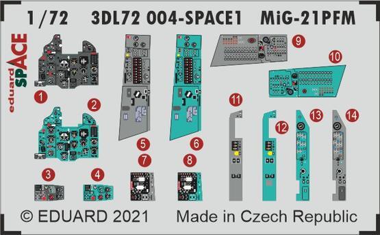 ED3DL72004 Eduard 1/72 MiG-21PFM SPACE 3D Decals