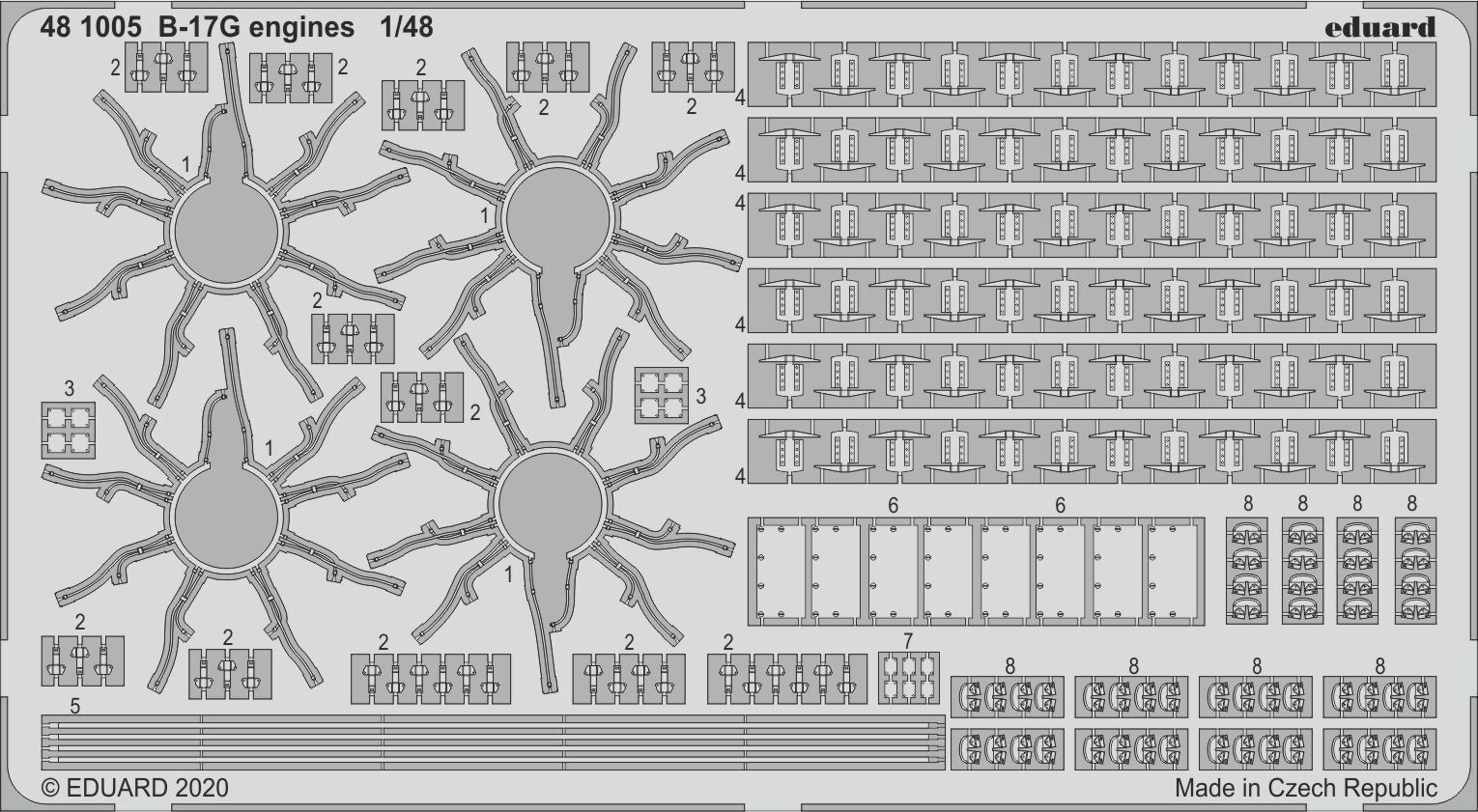 ED481005 Eduard 1/48 B-17G engines Photo etched set (Hong Kong Models) Eduard