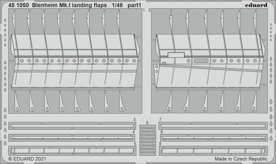 ED481050 Eduard 1/48 Blenheim Mk.I landing flaps Photo etched parts