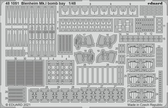ED481051 Eduard 1/48 Blenheim Mk.I bomb bay Photo etched parts