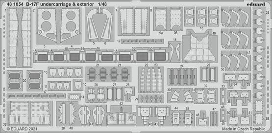 ED481054 Eduard 1/48 B-17F undercarriage & exterior Photo etched parts