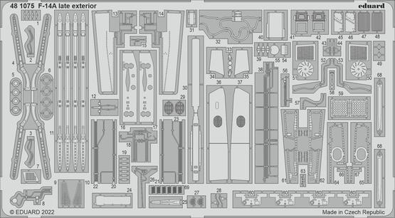 ED481075 Eduard 1/48 F-14A late exterior Photo etched set for Tamiya [481075]