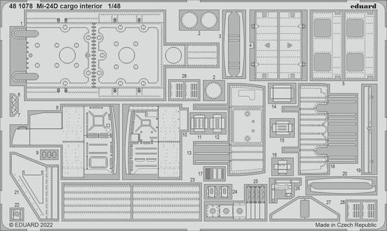 ED481078 Eduard 1/48 Mi-24D (Trumpeter) Cargo Interior Photo Etch Set [481078] Eduard