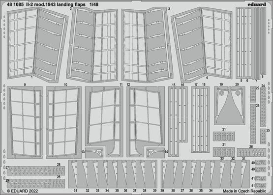ED481085 Eduard 1/48 IL-2 mod. 1943 landing flaps Photo etched parts [481085] Eduard