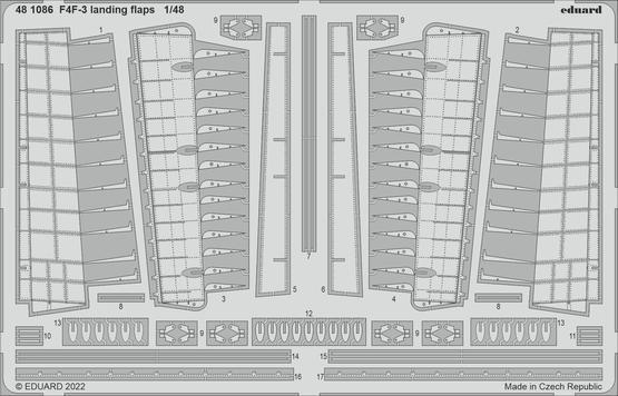 ED481086 Eduard 1/48 F4F-3 Wildcat landing flaps Photo etched parts [481086]
