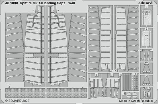 ED481090 Eduard 1/48 Spitfire Mk.XII landing flaps Photo etched set [481090] Eduard