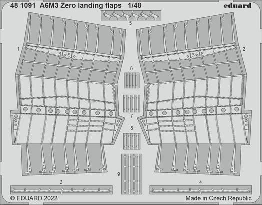 ED481091 Eduard 1/48 A6M3 Zero landing flaps Photo etched set [481091] Eduard