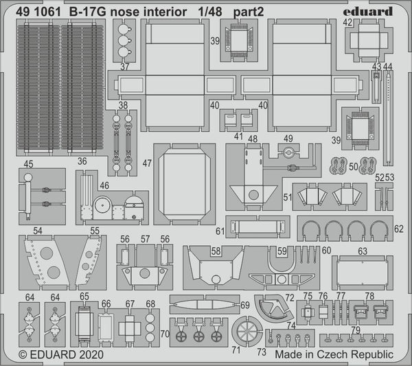 ED491061 Eduard 1/48 B-17G nose interior Photo etched set (Hong Kong Models)