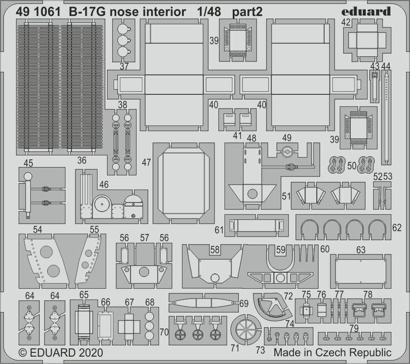 ED491061 Eduard 1/48 B-17G nose interior Photo etched set (Hong Kong Models)