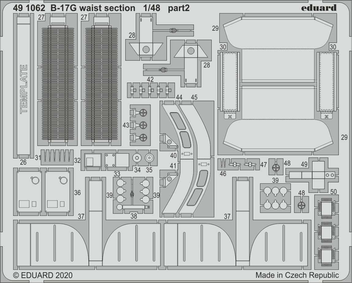 ED491062 Eduard 1/48 B-17G waist section Photo etched set (Hong Kong Models) Eduard