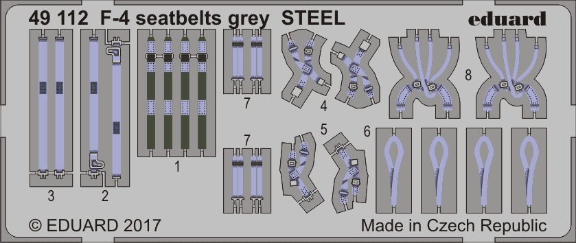 ED49112 Eduard 1/48 F-4 seatbelts grey STEEL Eduard