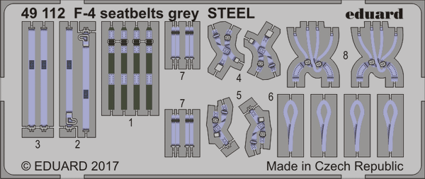 ED49112 Eduard 1/48 F-4 seatbelts grey STEEL
